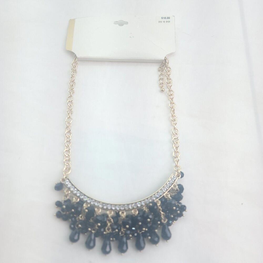 Target Women's Fashion Jewelry Gold Black Drop Necklace
